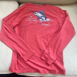 Vineyard Vines boys t-shirt, size large, red with swordfish